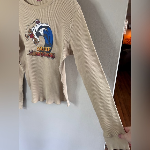 Y2K HOLLISTER Surf Graphic Waffle Knit Long Sleeve Shirt Skater Coastal Men’s M - Picture 7 of 10